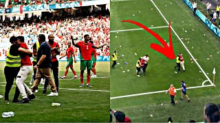 Argentina Vs Morocco  Fans storm field throw objects at Argentina players  Olympics 2024 [upl. by Budding997]