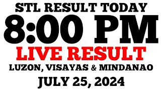 STL Result Today 8PM Draw July 25 2024 STL Luzon Visayas and Mindanao LIVE Result [upl. by Korey179]