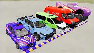 TRANSPORTING COLOR BMW MERCEDES VOLKSWAGEN CHEVROLET CITROEN POLICE CARS FS22 [upl. by Tepper]