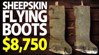 8750  WW1 German Air Service Sheepskin Flying Boots  Extreme Cold  Military Antiques Toronto [upl. by Ocirederf]