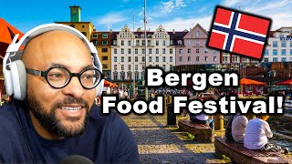 BEST FOOD AT THE BERGEN FOOD FESTIVAL 🇳🇴  American Reacts [upl. by Trevorr]