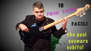 FUNK BASS lez 2  10 Funk Licks facili da suonare subito [upl. by Sammer]