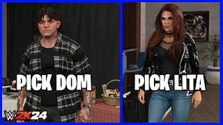 WWE 2K24 Choosing Dom vs Choosing Lita In Undisputed MyRise Both Paths [upl. by Erik]