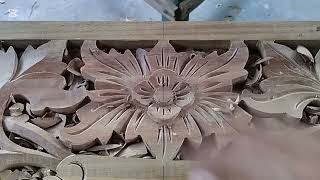 Beautiful Wood Carving flowers and leaf woodcarving carving shorts [upl. by Leinehtan]