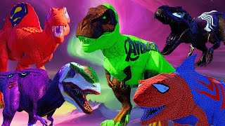 Epic Giant Superhero Dino Battles  Marvel vs DC Dinosaurs in Jurassic World [upl. by Bor562]