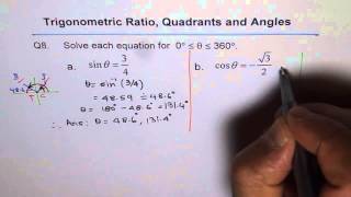 Solve Trigonometric Equation With Special Triangles Q8 [upl. by Llerdnod]