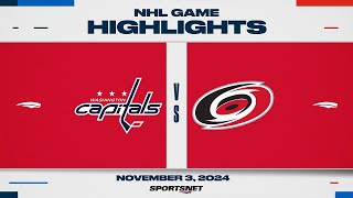 NHL Highlights  Capitals vs Hurricanes  November 3 2024 [upl. by Acinomaj]