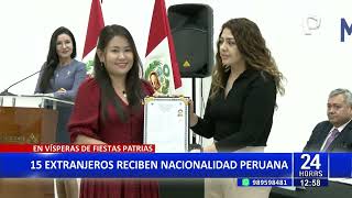 Extranjeros reciben nacionalidad peruana en vísperas de Fiestas Patrias [upl. by Orvah308]