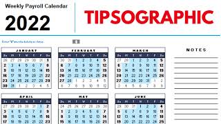 FREE 2022 Weekly Payroll Calendar Excel  Google Sheets [upl. by Emelina]
