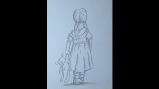 Cómo dibujar una niña con su oso de peluche [upl. by Richel892]