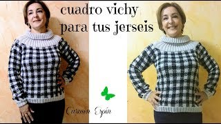 JERSEY CUADRO VICHY EN LANA DIY [upl. by Dnalkrik762]