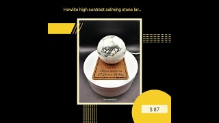 Howlite high contrast calming stone large 58mm sphere with leather standplacard [upl. by Macdonell]