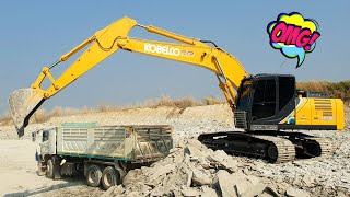 เจาะแข็งยิ่งขึ้น ⚒️⚒️⚒️ รถแบคโฮ KOBELCO SK20010 SM ขุดหินดานแข็งก้อนใหญ่ เร่งเครื่องเต็มกำลัง 👍👍👍 [upl. by Townie]