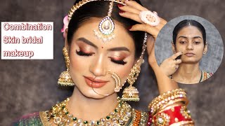 Combination skin bridal makeup tutorial step by step✅ Using affordable products [upl. by Hamforrd]