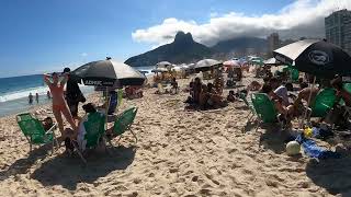 EXPLORING LEBLON BEACH 2024 RIO DE JANEIROS COASTAL PARADISE IN 4K  BEACH WALK [upl. by Aizti]