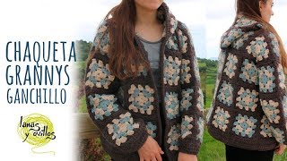 Tutorial Chaqueta o Abrigo Fácil Granny Squares Ganchillo  Crochet  Lanas y Ovillos [upl. by Landmeier]