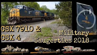 CSX 7910 amp 4 Military Train in Saugerties NY 5182018 [upl. by Allan]