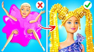 RICH VS BROKE DOLL MAKEOVER💕 New Awesome Hairstyle for Barbie💇‍♀️ Tiny DIYs by 123 GO [upl. by Eisus670]