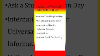 What Day Today  September 28 Shanus All in All shorts informationfactsonthisdayspecialdayyt [upl. by Enoval683]