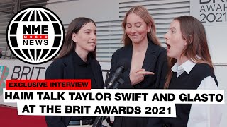 HAIM on BTS Taylor Swift Glastonbury and new music  Brit Awards 2021 [upl. by Sinnaiy638]