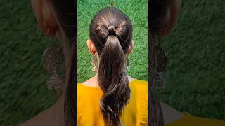 bow ponytail hairstyle for girls youtubeshorts hairstyletutotial shortvideo hair shorts [upl. by Ruhnke]