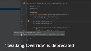 android  java lang Override deprecated  annotation is shown as deprecated [upl. by Akemhs]