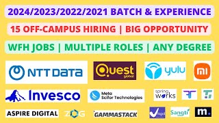 15 Off Campus Hiring  Any Degree  202220232024 batch amp Experience  Multiple roles [upl. by Dulcea]