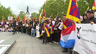 Demonstrators gather in Paris against Chinese Xi Jinpings visit  AFP [upl. by Coleman]