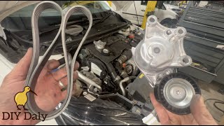 Peugeot 308 16 HDI Auxiliary belt amp tensioner replacement [upl. by Nylg88]