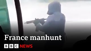 France manhunt cameras record brutal ambush as “drug boss” freed and guards shot dead  BBC News [upl. by Nealy]