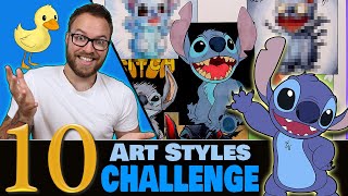 Drawing in 10 DIFFERENT STYLES Art Style SWAP Challenge  STITCH [upl. by Engeddi]