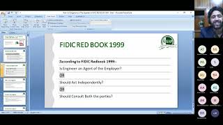 FIDIC Red book 1999 Role amp Authority of the Engineer  04 11 22  Speaker  Hamid Mushtaq FCIArcb [upl. by Rahas106]