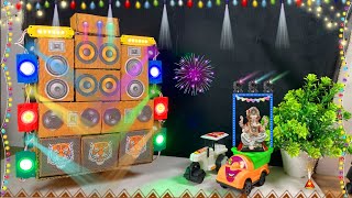 Create Your Own Ganesh Visharjan Party DIY Mini DJ Setup Eicher Mini Box Cardboard and LED Lights [upl. by Benedetta]