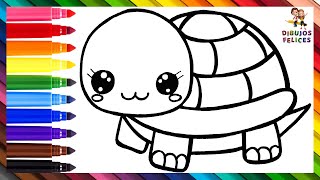 Dibuja y Colorea Una Linda Tortuga 🐢🌈 Dibujos Para Niños [upl. by Epifano]