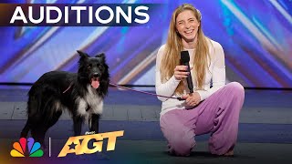 Roni And Her Dancing Dog Rhythm Bring an quotUNBELIEVABLEquot Audition  Auditions  AGT 2024 [upl. by Russon]