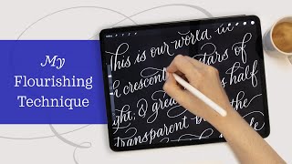 How to Flourish Calligraphy in Procreate – RealTime iPad Lettering Layout Design [upl. by Doowle]