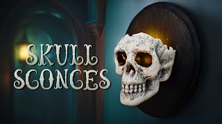 DIY HALLOWEEN SKULL WALL SCONCES Easy Halloween Decor for Your Home [upl. by Akere]