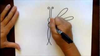 How to Draw a Dragonfly StepbyStep Cartoon Tutorial [upl. by Xylia]