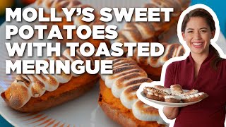 Molly Yehs Tahini Cinnamon Sweet Potatoes with Toasted Meringue  Girl Meets Farm  Food Network [upl. by Aillicirp]