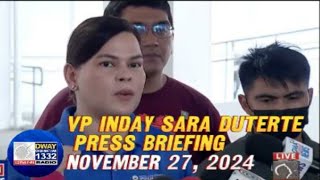 LIVE Press Conference of Vice President Sara Duterte  November 27 2024 [upl. by Etam]