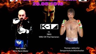 Thomas Aebischer vs Rene Meier  Kickboxing K1 rules 25 06 2016 Amriswil [upl. by Ecnerat]