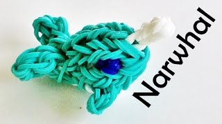 Rainbow Loom Whale  Narwhal 3D Charm  design made with loom bands [upl. by Apul]