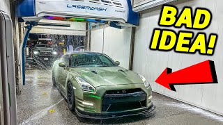 R35 GTR VS DRIVE THRU CARWASH BAD IDEA [upl. by Rennerb]