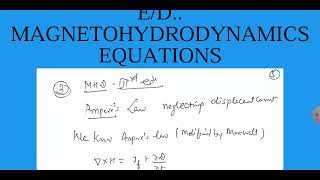 ED MAGNETOHYDRODYNAMICS EQUATIONS [upl. by Mano]