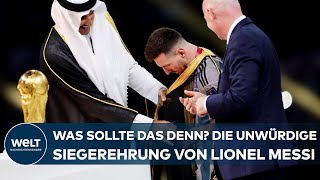 WM 2022 IN KATAR Was sollte das denn Die unwürdige Siegerehrung für Lionel Messi [upl. by Jannel]