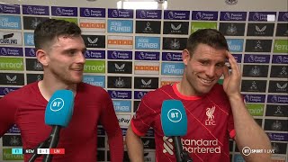 quotEvery three days recover go againquot Andy Robertson and James Milner react to win at Newcastle [upl. by Rothberg102]