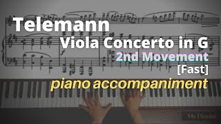 Telemann  Viola Concerto in G 2nd Mov Piano Accompaniment Fast [upl. by Helfant]