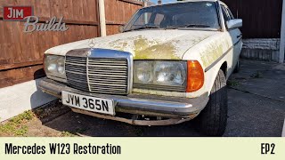 Mercedes Benz W123 Restoration EP2  clearing out [upl. by Blalock340]