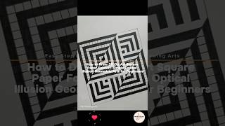 How to Draw 3D Op Art Square Paper Folded  Geometric Optical Illusion for Beginner trickart 3dart [upl. by Chapin]