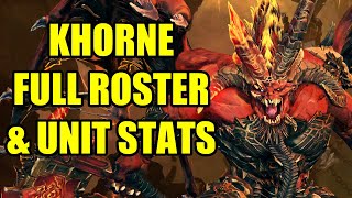 Full Khorne Roster And Stats  Total War Warhammer 3 [upl. by Ocram]